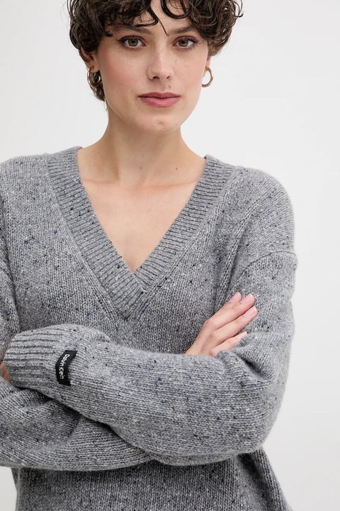 Calvin Klein Jeans sweter damski kolor szary lekki LV044D328G - zdjęcie produktu nr 2