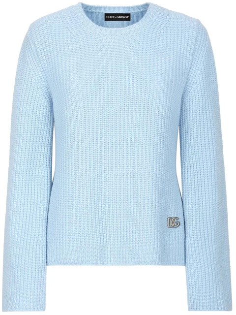 Dolce & Gabbana DG-logo plaque cashmere jumper - Blue - zdjęcie produktu nr 1