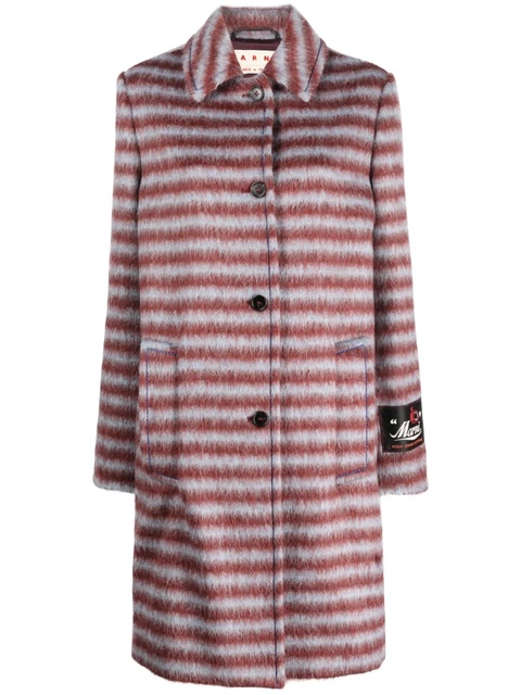 Marni brushed striped single-breasted coat - Red - zdjęcie produktu nr 1