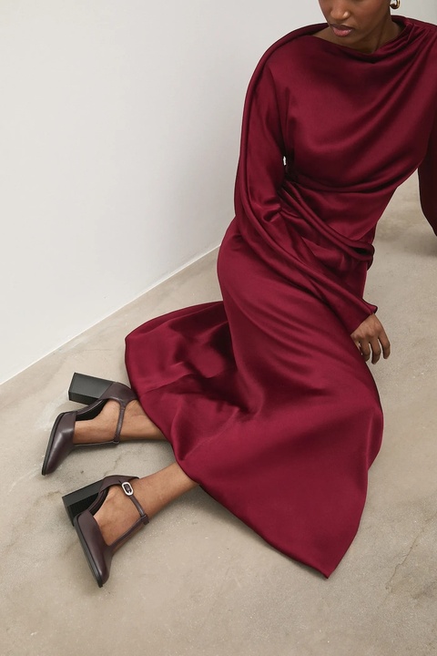 Answear.LAB czółenka skórzane kolor bordowy na słupku - zdjęcie produktu nr 1