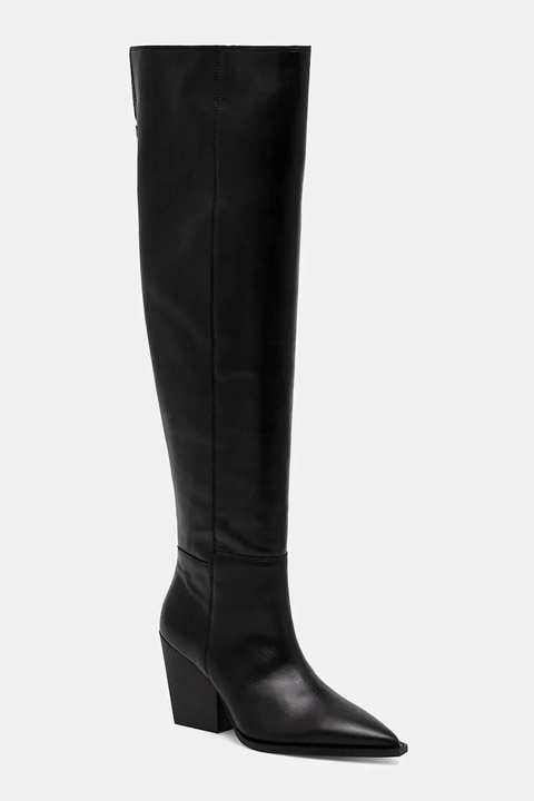 AllSaints kozaki skórzane Reina Zip Boot damskie kolor czarny na słupku W024FD - zdjęcie produktu nr 1