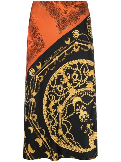 Marine Serre Ornament Jewelry silk skirt - Black - zdjęcie produktu nr 1