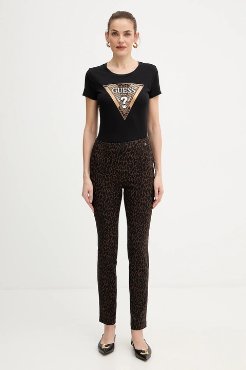 Guess spodnie CRETA damskie kolor brązowy fason cygaretki medium waist W5BB18 W2362 - zdjęcie produktu nr 2