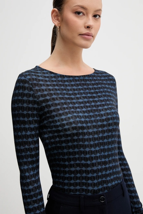 United Colors of Benetton longsleeve z dodatkiem wełny kolor granatowy 328PD109Y - zdjęcie produktu nr 2