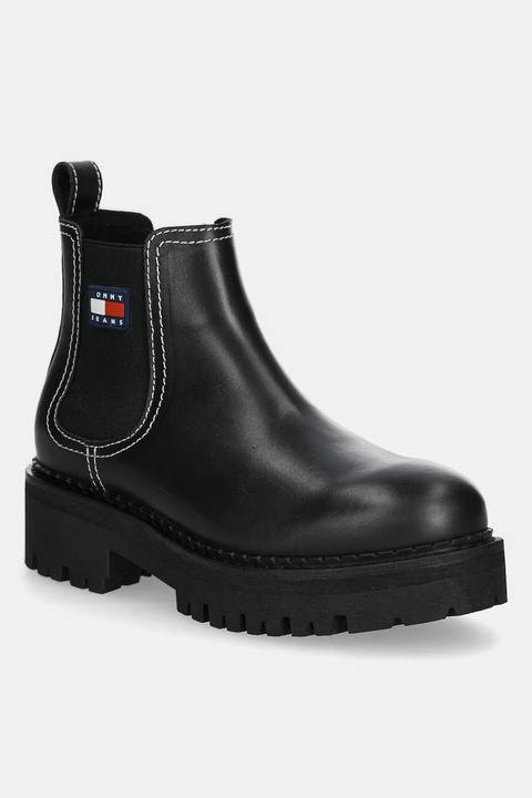 Tommy Jeans sztyblety skórzane TJW URBAN CHELSEA BOOT damskie kolor czarny na platformie EN0EN02908 - zdjęcie produktu nr 1