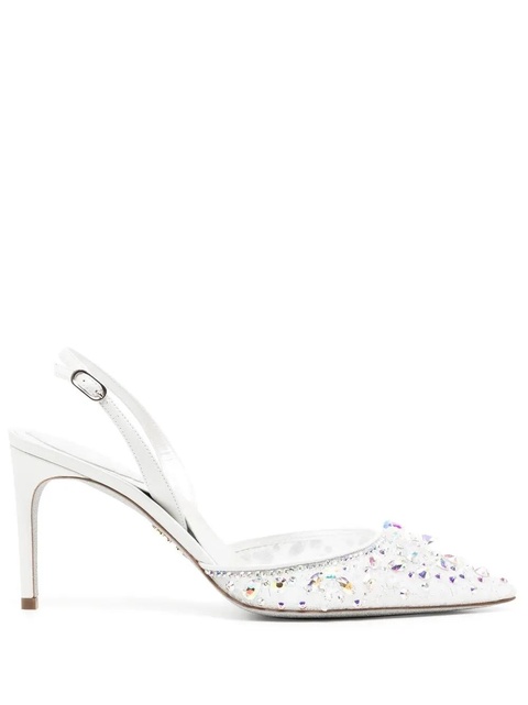 René Caovilla lace embellished sling back pumps - White - zdjęcie produktu nr 1