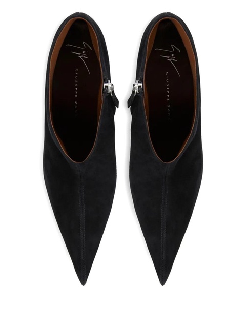 Giuseppe Zanotti pointed-toe v-cut suede heeled pumps - Black - zdjęcie produktu nr 2