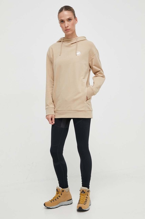 Mammut bluza dresowa ML Hoody Original kolor beżowy z kapturem z nadrukiem - zdjęcie produktu nr 2