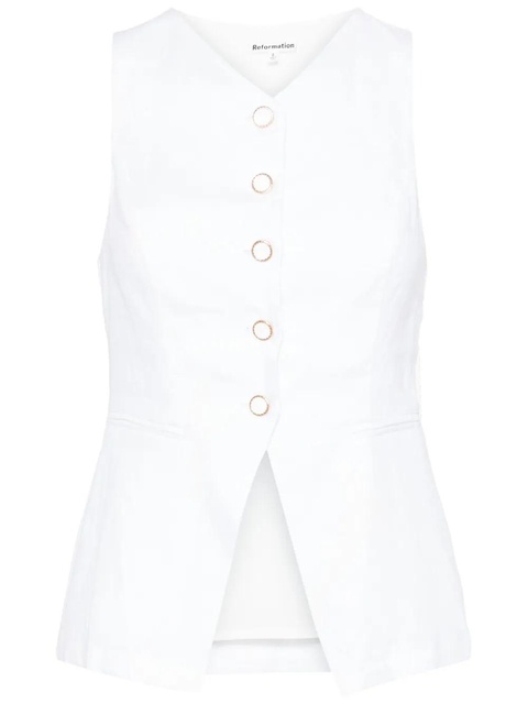 Reformation Aspen linen top - White - zdjęcie produktu nr 1