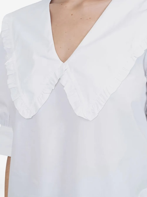 GANNI ruffled-collar cotton blouse - White - zdjęcie produktu nr 2