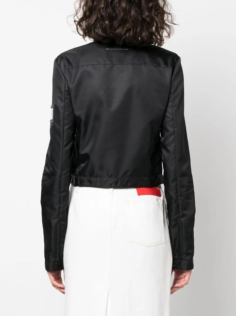 MM6 Maison Margiela logo-patch cropped jacket - Black - zdjęcie produktu nr 1