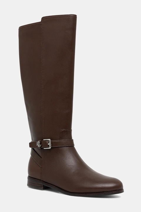 Lauren Ralph Lauren kozaki skórzane Brooke Tll 2 damskie kolor brązowy na płaskim obcasie 802974383002 - zdjęcie produktu nr 1