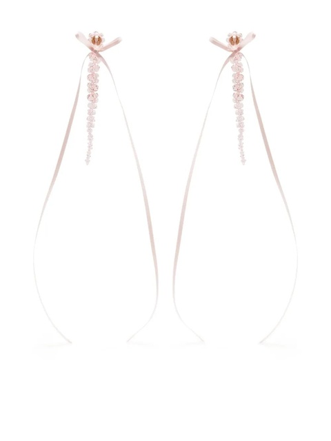 Simone Rocha Slim Bow Ribbon drop earrings - Pink - zdjęcie produktu nr 1