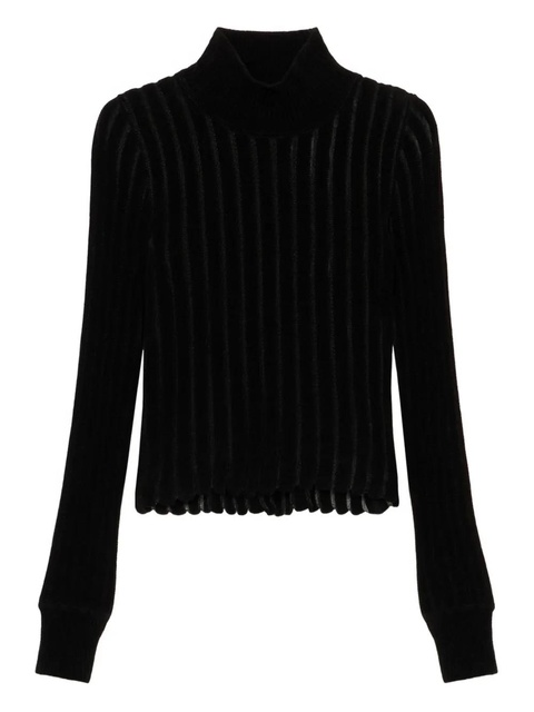 Blumarine high-neck ribbed top - Black - zdjęcie produktu nr 1