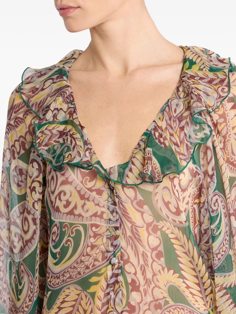 ETRO paisley ruffled shirt - Green - zdjęcie produktu nr 2