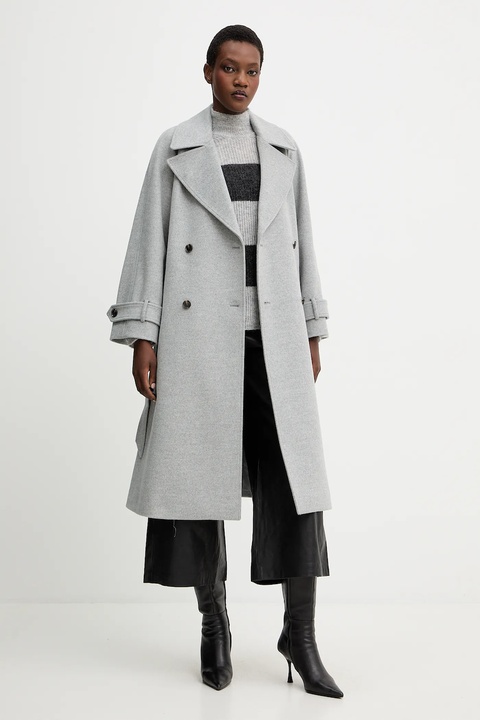Weekend Max Mara spodnie skórzane BLANC damskie kolor czarny szerokie high waist 2525436012600 - zdjęcie produktu nr 1