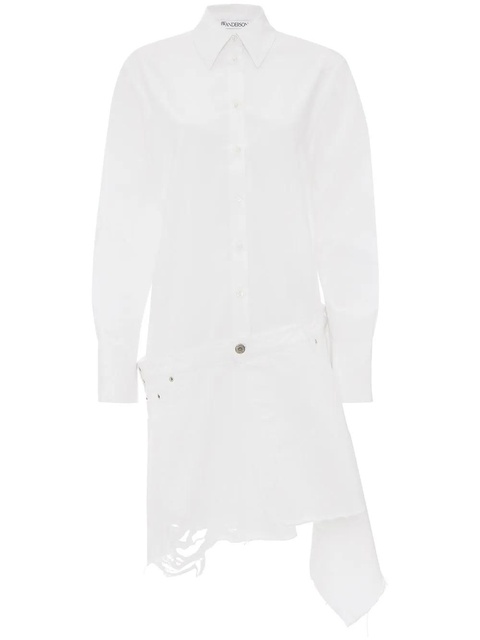 JW Anderson distressed-finish asymmetric shirtdress - White - zdjęcie produktu nr 1