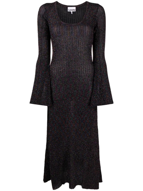 GANNI metallic ribbed maxi dress - Black - zdjęcie produktu nr 1