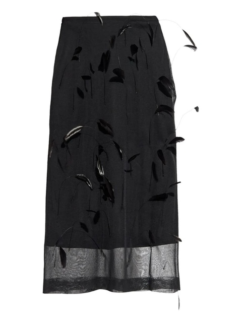 Jil Sander feather-embellished midi skirt - Black - zdjęcie produktu nr 1