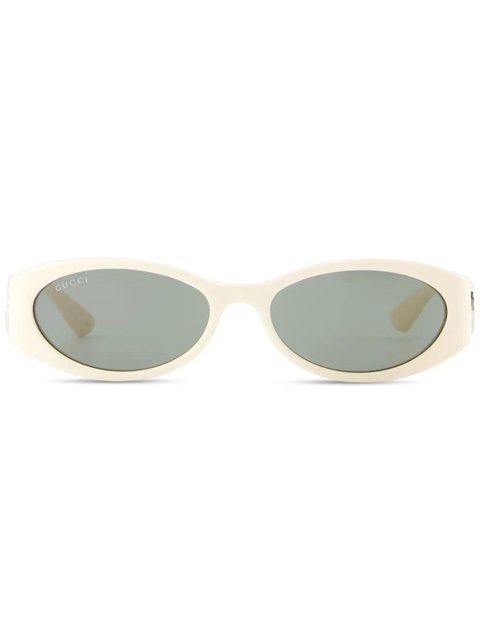 Gucci Eyewear Double G oval-frame sunglasses - White - zdjęcie produktu nr 1