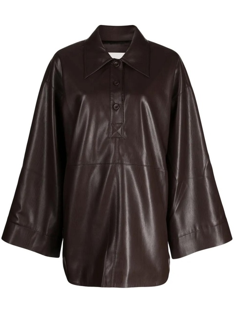 Nanushka Clarice faux leather polo shirt - Brown - zdjęcie produktu nr 1