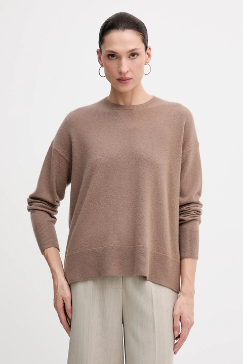 Sisley sweter z dodatkiem wełny damski kolor brązowy lekki 18AYM103K - zdjęcie produktu nr 2