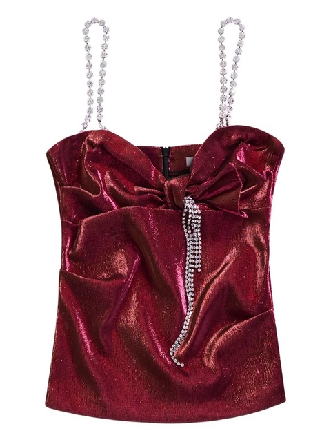 AREA crystal-embellished bow top - Pink - zdjęcie produktu nr 1