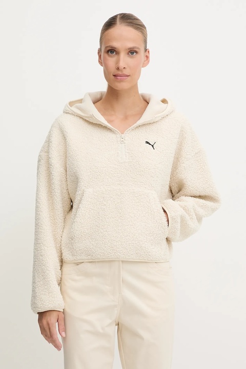 Puma bluza damska kolor beżowy z kapturem gładka 632048 - zdjęcie produktu nr 1