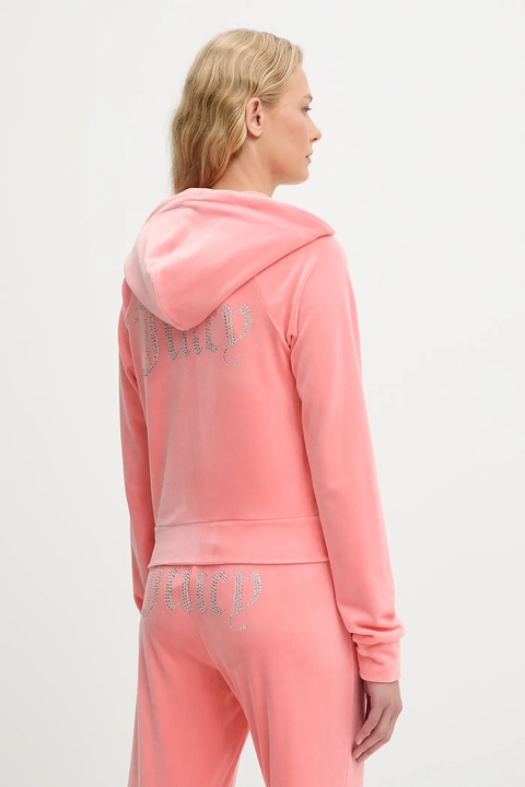 Juicy Couture bluza damska kolor pomarańczowy z kapturem z aplikacją JCWA122001 - zdjęcie produktu nr 2