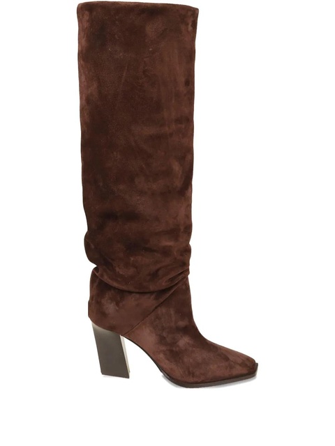 Jimmy Choo 85mm square-toe suede knee-high boots - Brown - zdjęcie produktu nr 2
