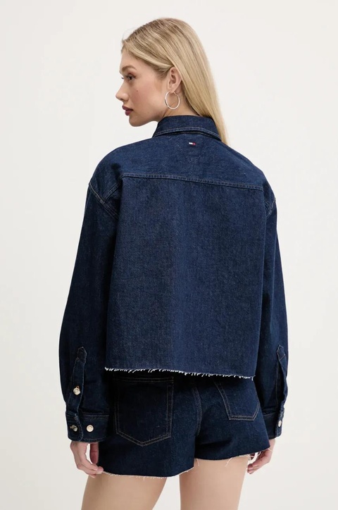Tommy Jeans kurtka jeansowa kolor granatowy przejściowa oversize DW0DW20567 - zdjęcie produktu nr 2