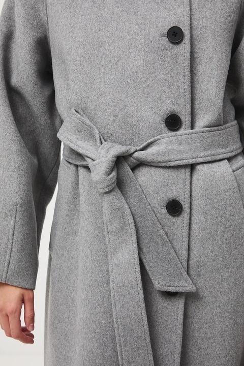 Medicine płaszcz wełniany damski kolor szary - zdjęcie produktu nr 1