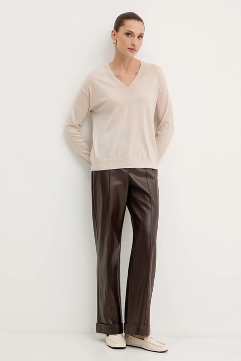 Weekend Max Mara sweter wełniany FIOCCHI damski kolor beżowy lekki 2525366042600 - zdjęcie produktu nr 1