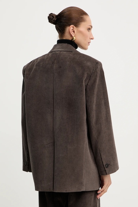 Weekend Max Mara marynarka sztruksowa FORMIA kolor brązowy jednorzędowa gładka 2525046052600 - zdjęcie produktu nr 2