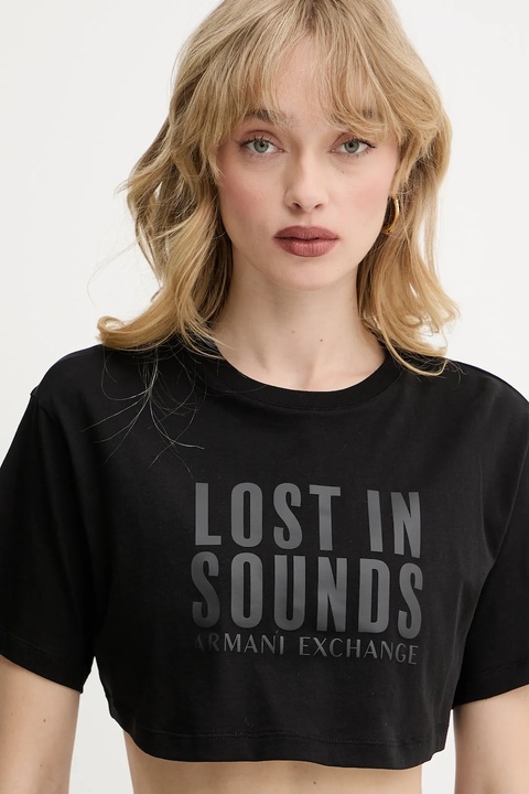 Armani Exchange t-shirt bawełniany damski kolor czarny XW000546 AF10359 - zdjęcie produktu nr 2