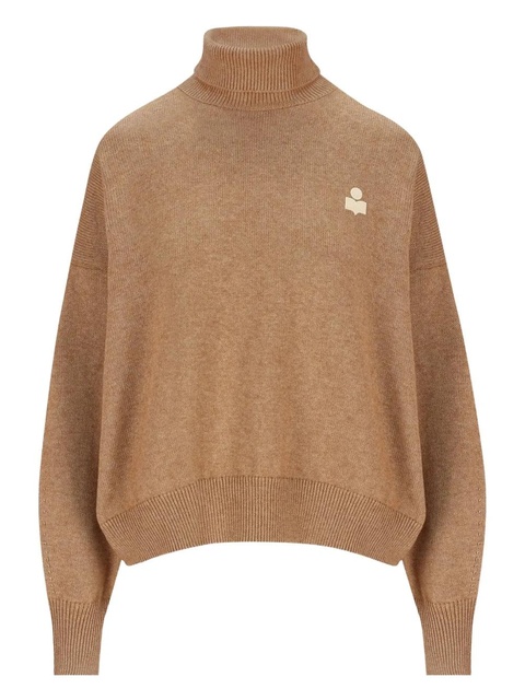 ISABEL MARANT embroidered-logo high-neck sweater - Brown - zdjęcie produktu nr 1