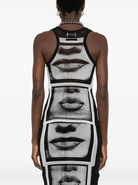 Jean Paul Gaultier face-print mesh top - Black - zdjęcie produktu nr 2