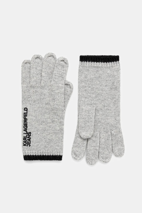 Karl Lagerfeld Jeans rękawiczki z domieszką wełny damskie kolor szary A4W33090 - zdjęcie produktu nr 1