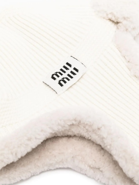 Miu Miu logo-patch trapper hat - White - zdjęcie produktu nr 2