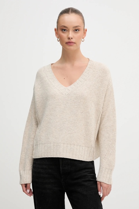 United Colors of Benetton sweter z dodatkiem wełny damski kolor beżowy 126WD402Z - zdjęcie produktu nr 1