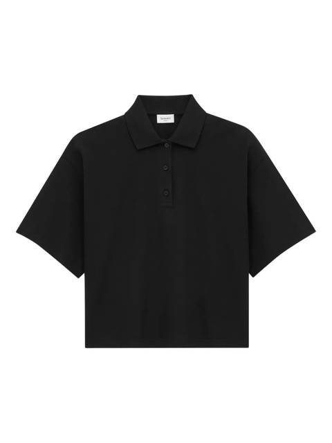 Saint Laurent cassandre-embroidered polo shirt - Black - zdjęcie produktu nr 1
