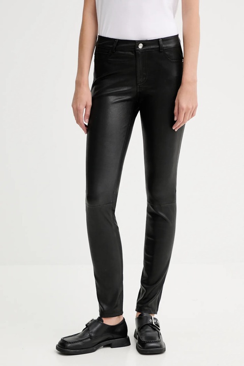 ZADIG&VOLTAIRE spodnie skórzane damskie kolor czarny dopasowane medium waist RWPA01097 - zdjęcie produktu nr 1