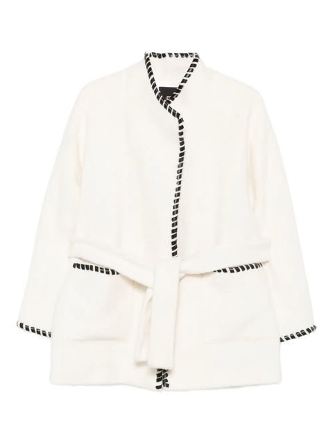 Maje braided-trim tied jacket - White - zdjęcie produktu nr 1