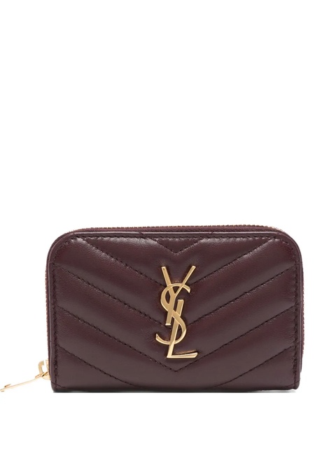 Saint Laurent quilted logo-plaque wallet - Red - zdjęcie produktu nr 1
