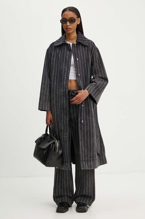 Day Birger et Mikkelsen płaszcz jeansowy Hobbes - Denim Stripes damski kolor czarny przejściowy oversize DAY65243251 - zdjęcie produktu nr 2