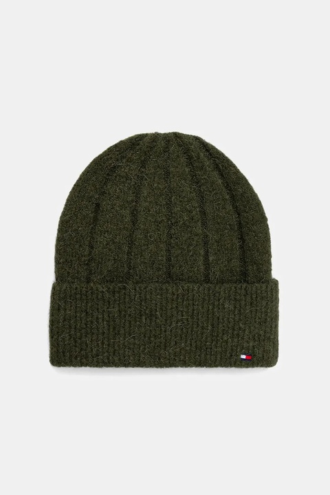 Tommy Hilfiger czapka z dodatkiem wełny kolor zielony AW0AW17779 - zdjęcie produktu nr 1