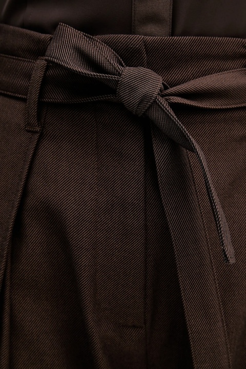 Sisley spodnie damskie kolor brązowy szerokie high waist 4ETSLF082 - zdjęcie produktu nr 1