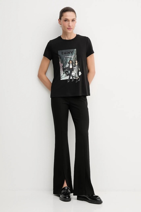 Dkny t-shirt KNIT TOPS damski kolor czarny P5MOHWNA - zdjęcie produktu nr 1