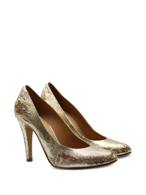 Maison Margiela destroyed-effect leather pumps - Gold - zdjęcie produktu nr 2