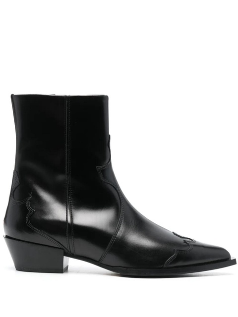 Aeyde Alby 30mm pointed-toe leather boots - Black - zdjęcie produktu nr 1